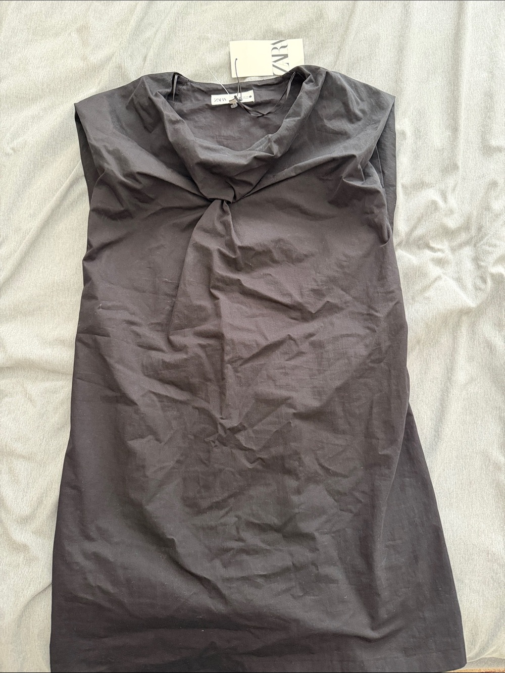 Zara Black Midi Twist-Front Dress